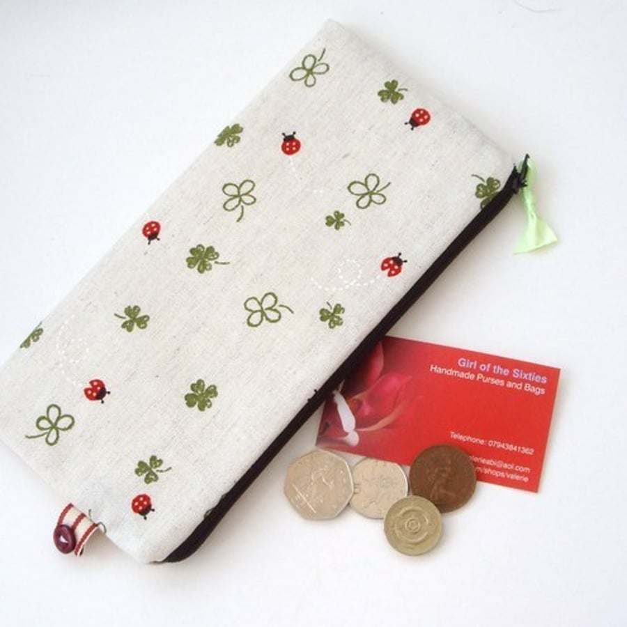 SALE SALE SALE Cute Four Leafed Clover Make up bag  / Pencil Case