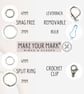 Instruction Stitch Markers in Coastal with CHOICE of Rings, Clasps, Removable  - Image 3