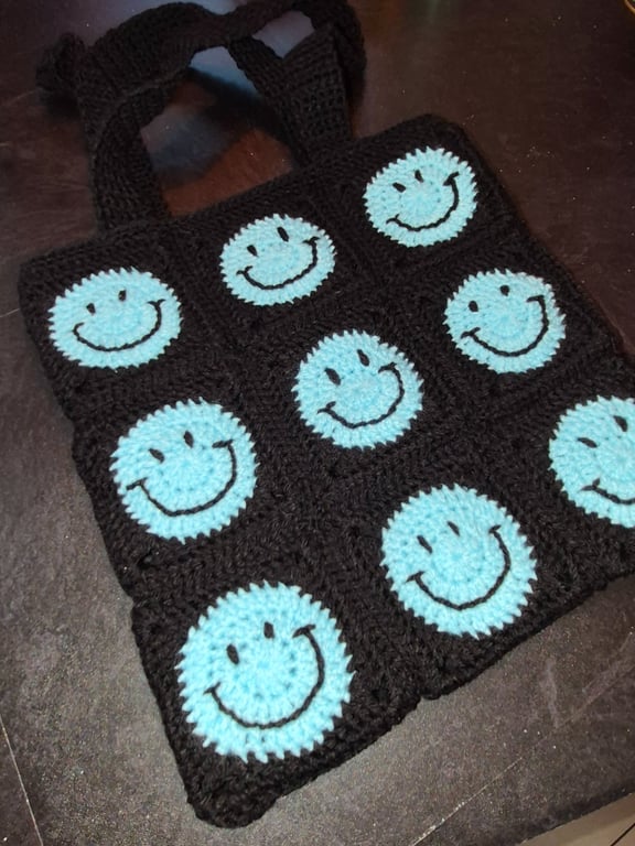 Handmade Crochet Granny Squares Tote Bag