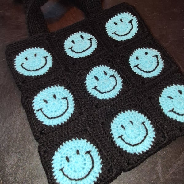 Handmade Crochet Granny Squares Tote Bag