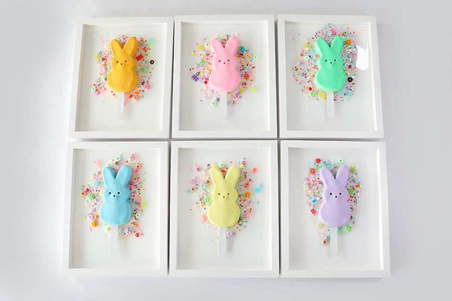 Vibrant Lilac Marshmallow Bunny Popsicle Artwork, Resin Bunny Popsicle Artwork