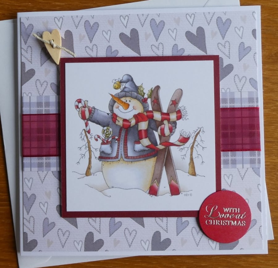 Sale - Snowman with Skis Card - With Love at Christmas 
