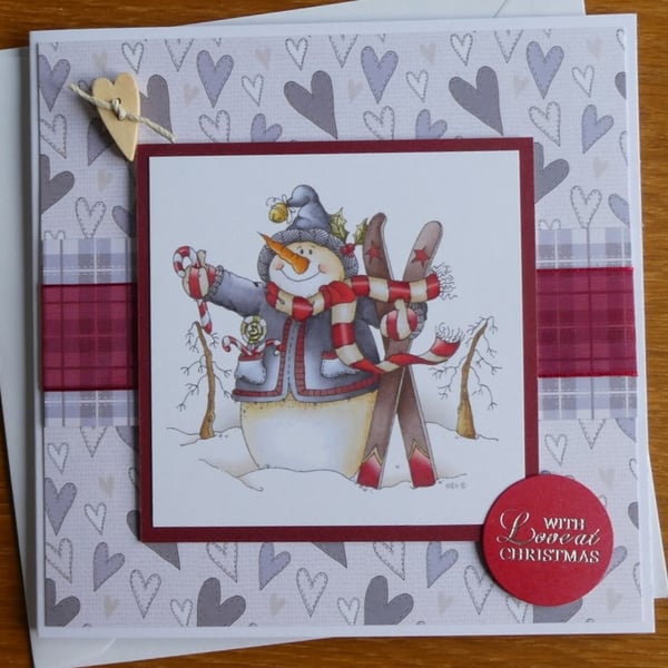 Sale - Snowman with Skis Card - With Love at Christmas 