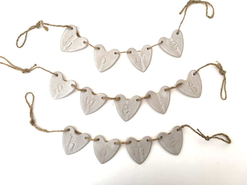 Handmade Loveheart hanger, ceramic bunting, pottery, gift idea, home decor,