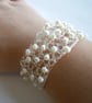 Simply Pearl Silver Crochet Cuff - Image 3