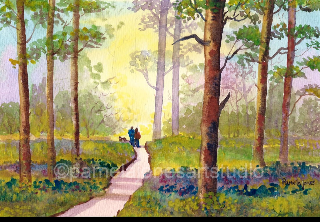 Woodland Walk, Watercolour Print in 10 x 8 '' Mount