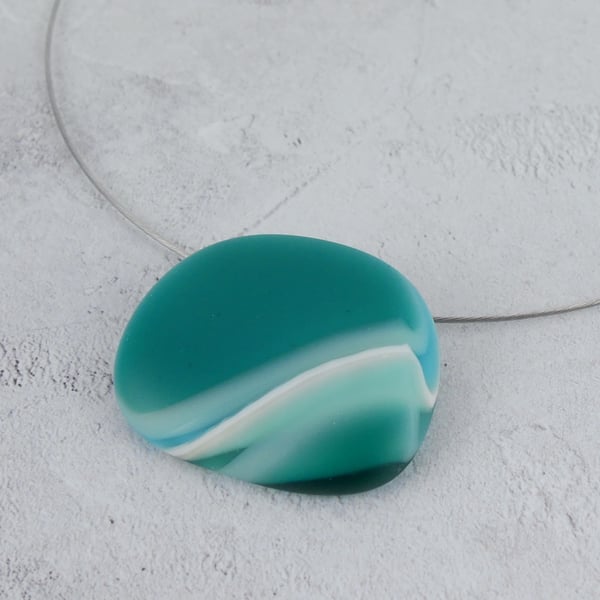 Teal Green Pendant on Choker Necklace