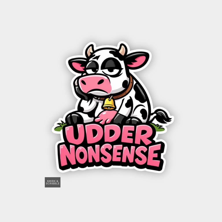 Funny Cheeky Novelty Sticker For Adults - Grumpy Rude Cow