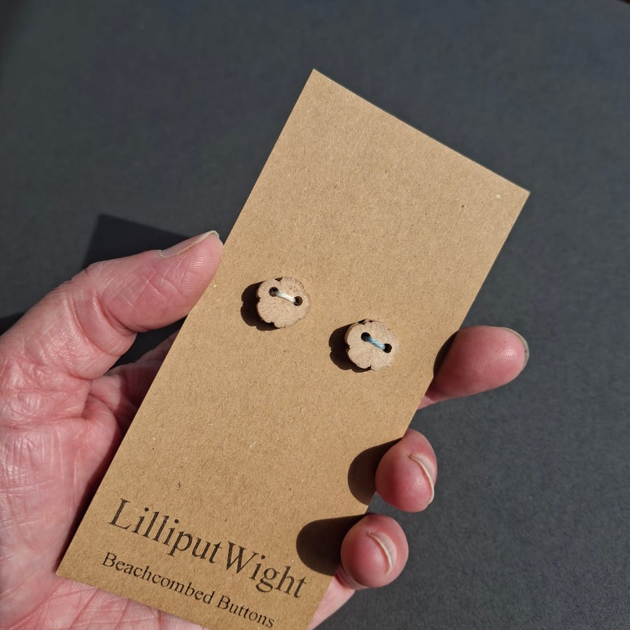 Set of Two Flower Shaped Beachcombed Buttons