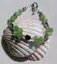 Green Peridot & Black Hematite Gemstone Beaded Bracelet "Green Daze" - Image 2