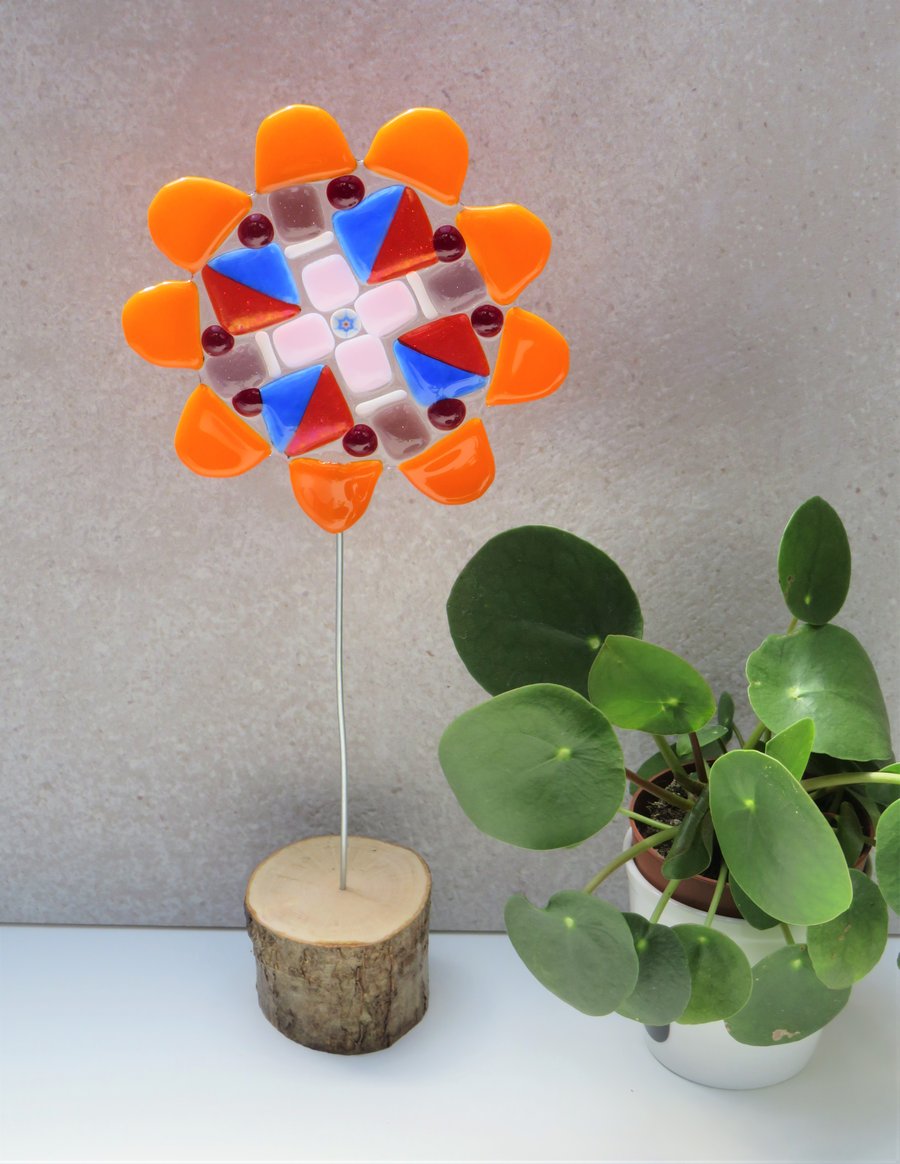 Bright Retro Fused Glass Flower