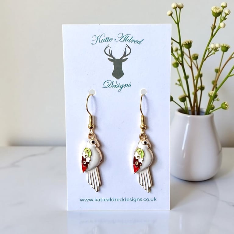 Charm Earrings - White Parrot