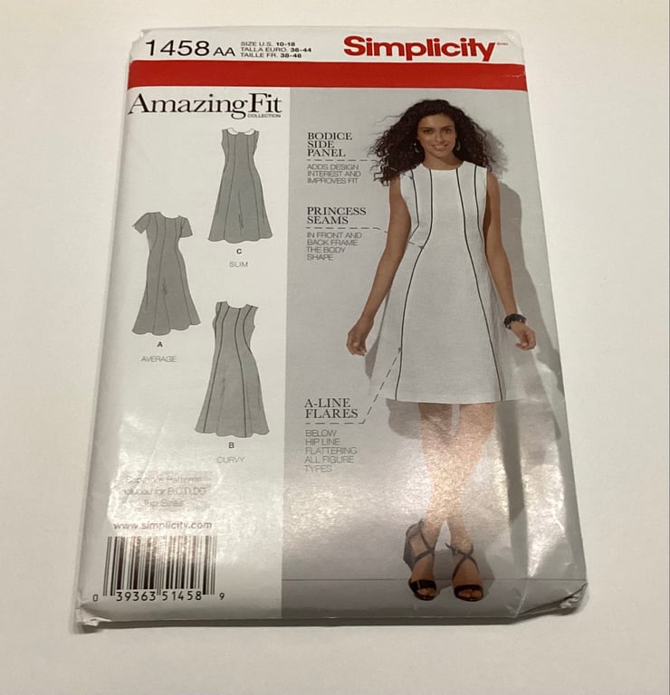 Sewing pattern, uncut, Simplicity 1458, dress pattern