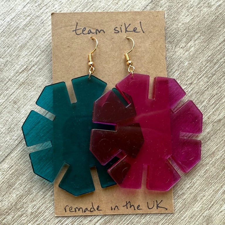 Vintage Blue & Pink-Purple Octon Earrings
