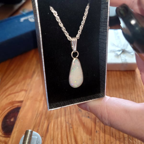 925 Silver Opal pendant and chain