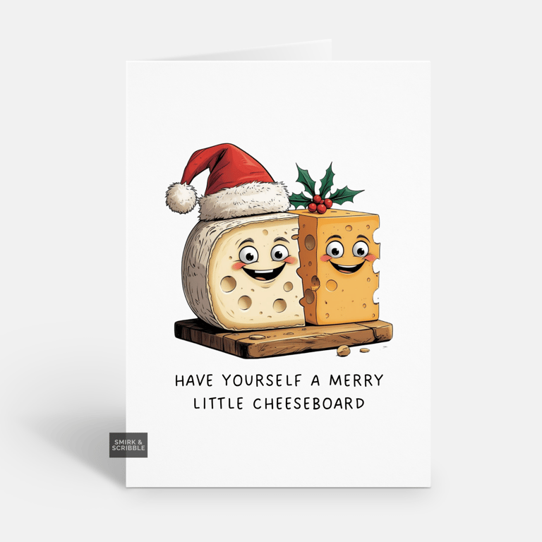 Unique Funny Christmas Card For Him Or Her - Cheese Xmas Greeting 