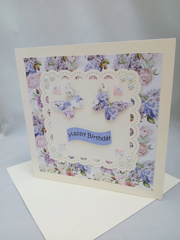 Cards, Birthday Butterfly, Embellished with Beads