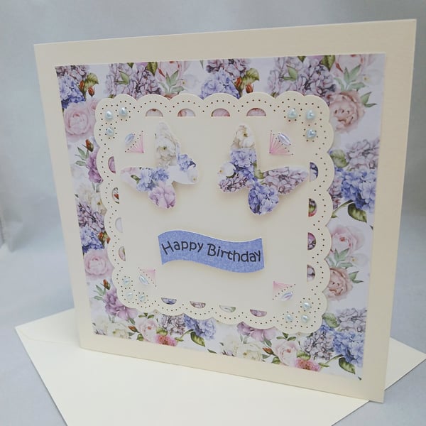 Cards, Birthday Butterfly, Embellished with Beads