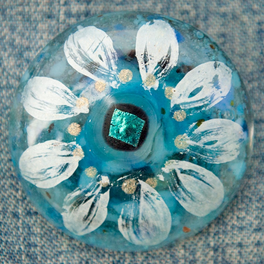 Fused Glass Flower Brooch