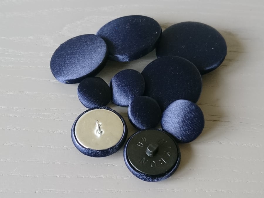 Navy Blue Satin Buttons - Available in Different Pack Sizes