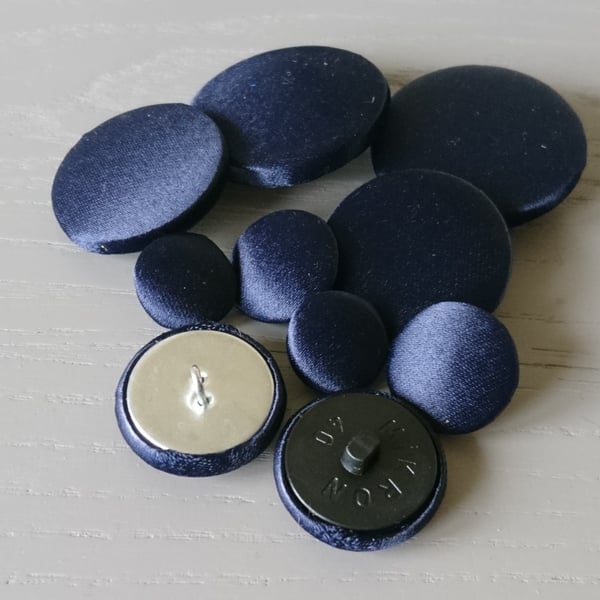 Navy Blue Satin Buttons - Available in Different Pack Sizes