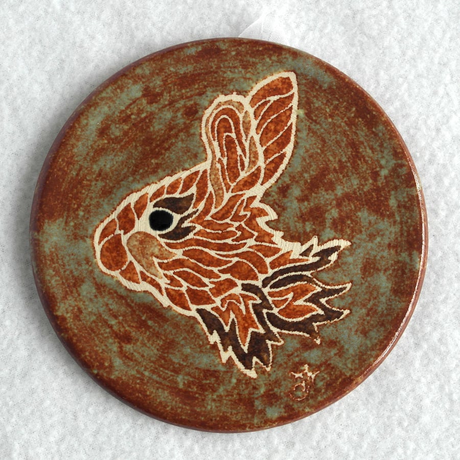 WP05 Wall plaque coaster rabbit bunny (Free UK postage)