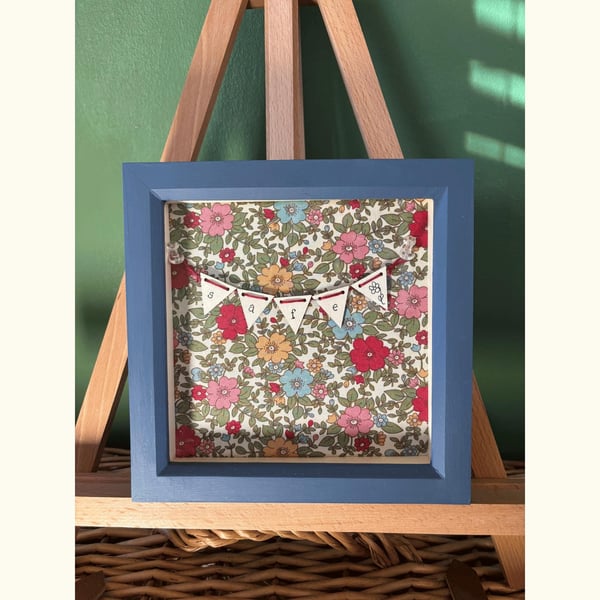 The Shelley: Deep Box Picture Frame with Classic Floral Fabric Design