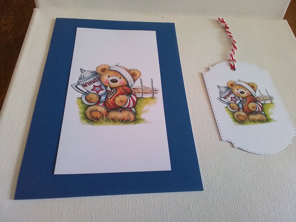 Handmade card and gift tag. Sports. Birthday. Father's day. Ref 456