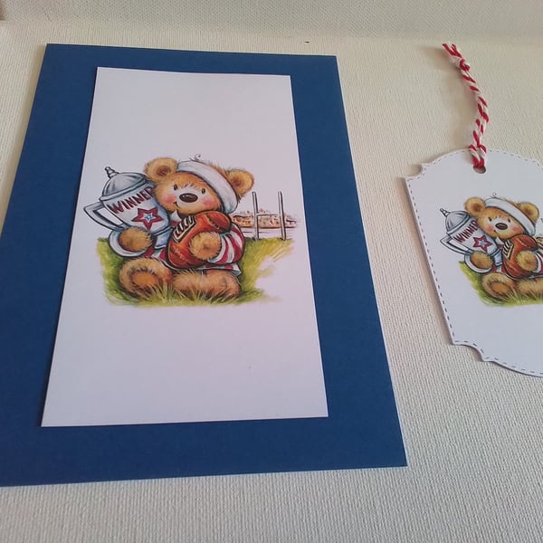 Handmade card and gift tag. Sports. Birthday. Father's day. Ref 456