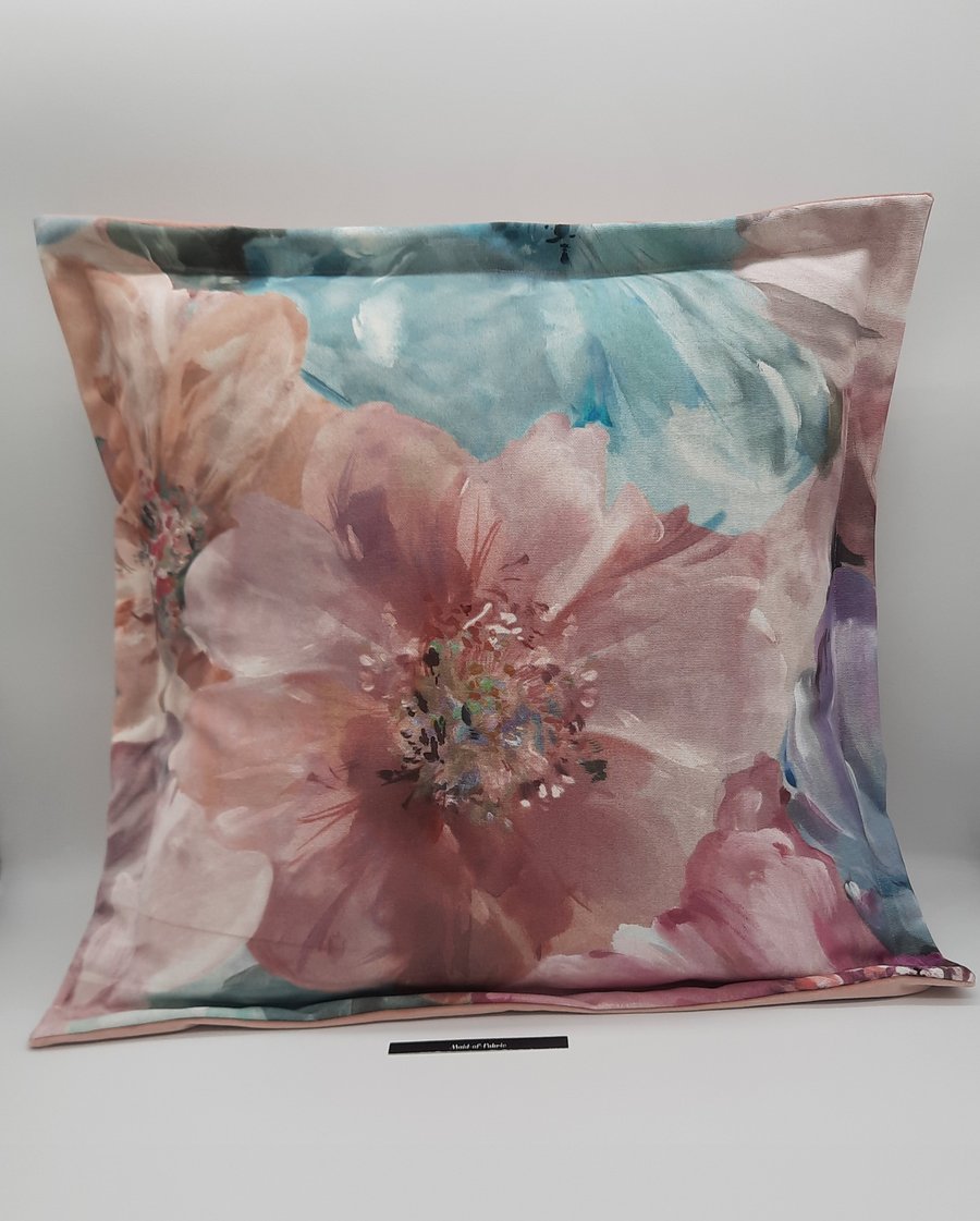 Pink flower flange cushion cover 16" 