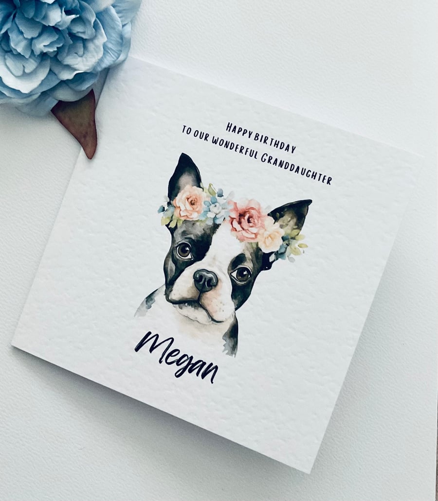 Personalised French Bulldog birthday card for Wife, Mum, Daughter, Grandaughter,