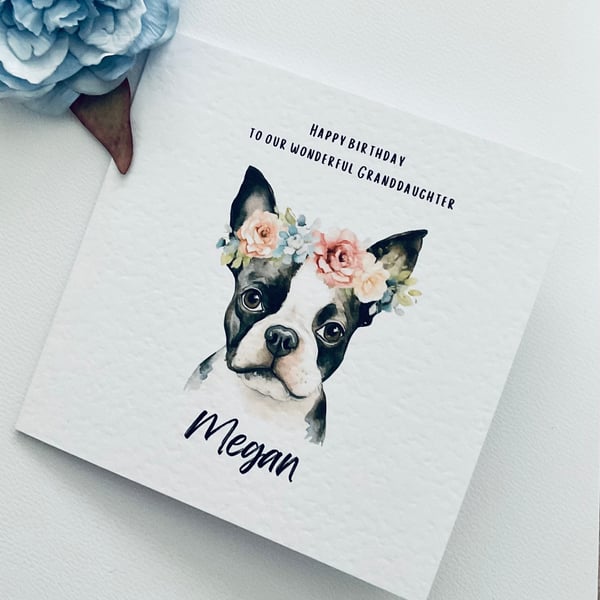 Personalised French Bulldog birthday card for Wife, Mum, Daughter, Grandaughter,