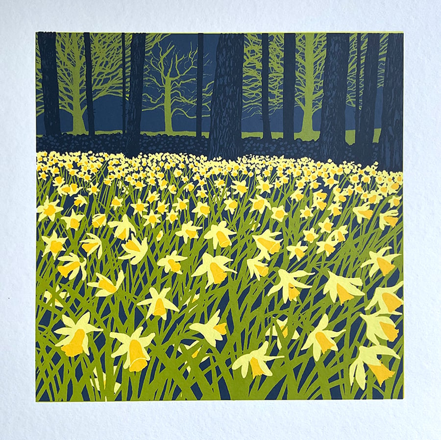 'Wild Daffodils' original screen print -misprint