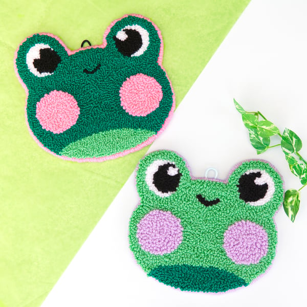 Cute Frog Tufted Punch Needle Wall Art Hanging