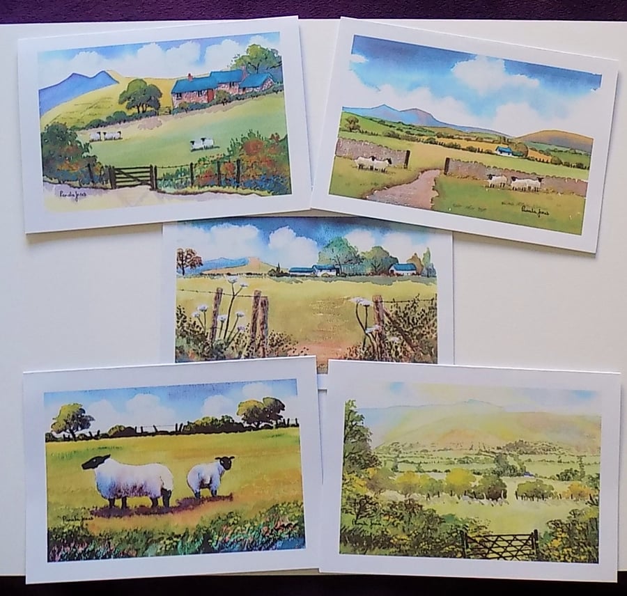 The Brecon Beacons Collection,  Art Greetings Cards set of  5 , 