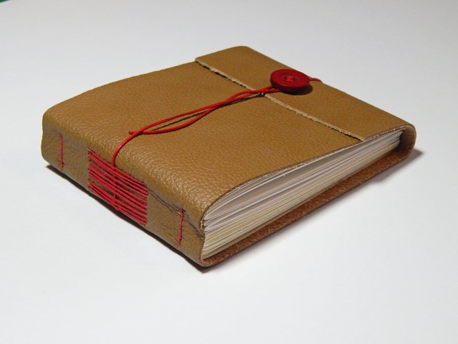 Leather Hand Bound Sketchbook, Golden Brown Leather. Autumn Colours. 