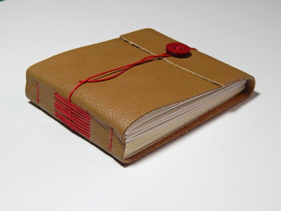 Leather Hand Bound Sketchbook, Golden Brown Leather. Autumn Colours. 