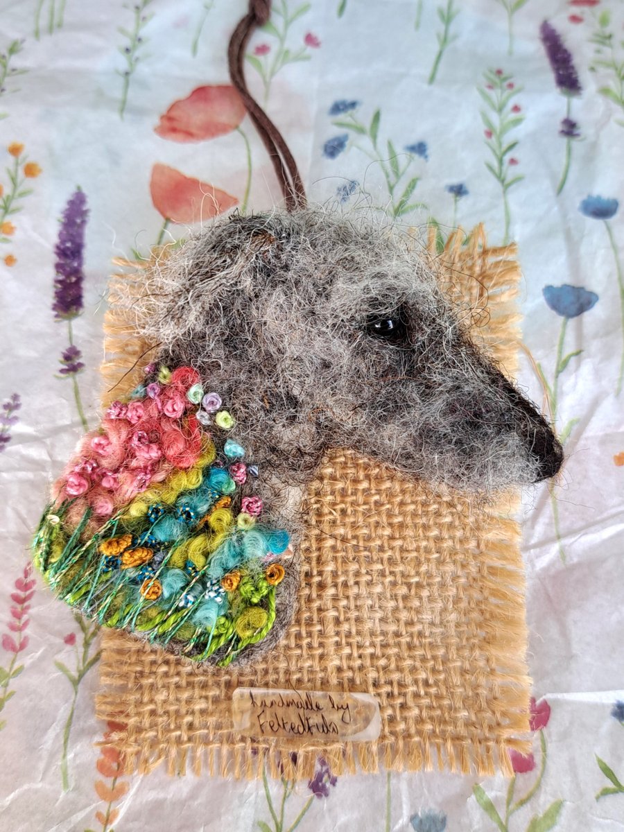 Needle Felted Lurcher Brooch