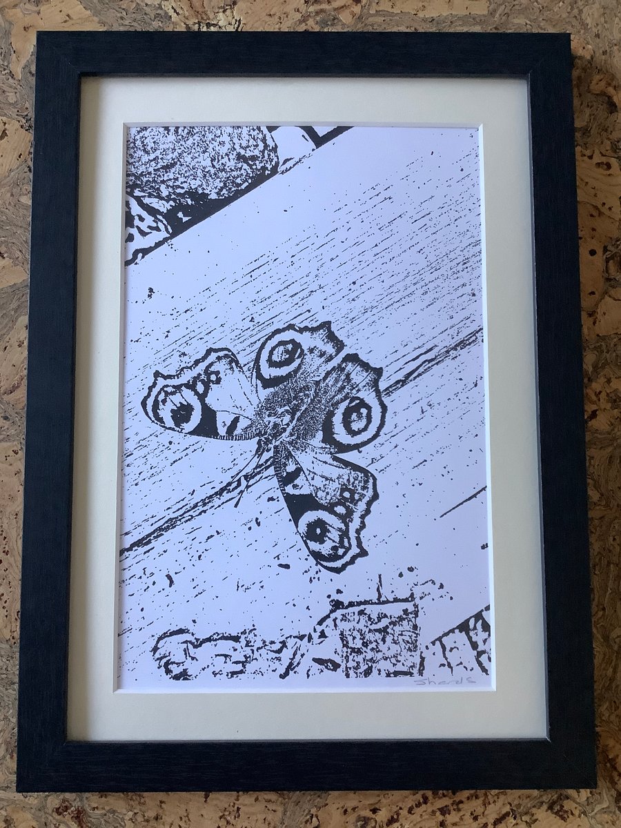 Monochrome Singular Print Framed Butterfly Picture Eco Friendly Unique Gifts