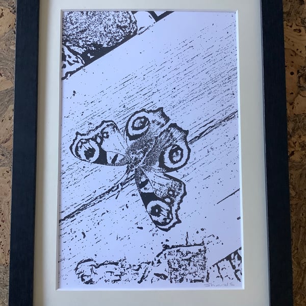 Monochrome Singular Print Framed Butterfly Picture Eco Friendly Unique Gifts