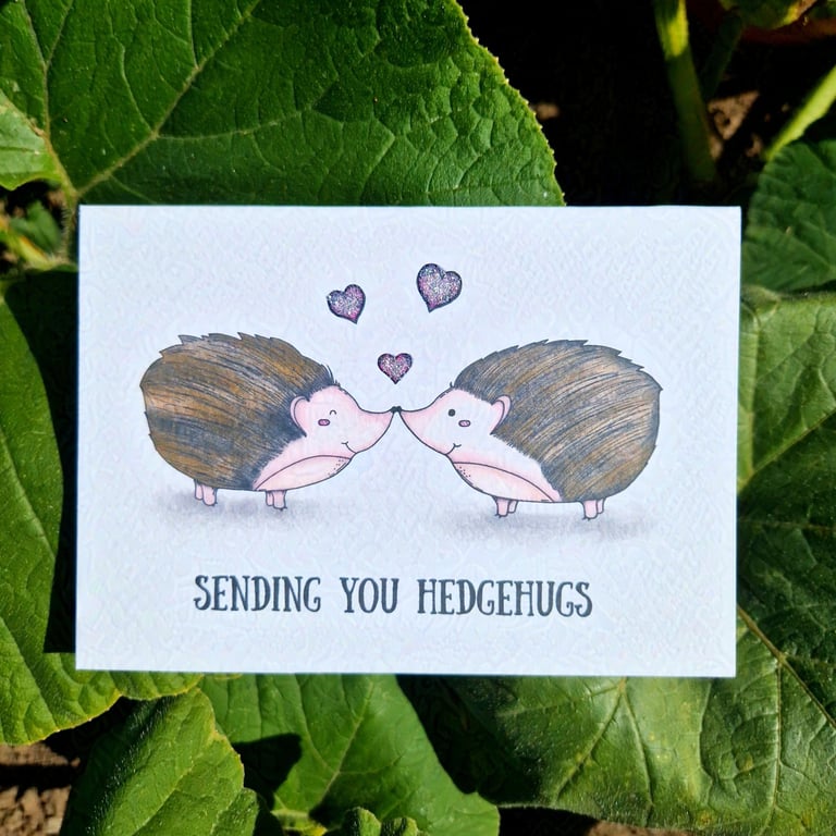Hedgehog hug card, Thinking of you, Sending you hedgehugs, Best friend card