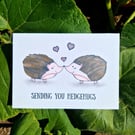 Hedgehog hug card, Thinking of you, Sending you hedgehugs, Best friend card