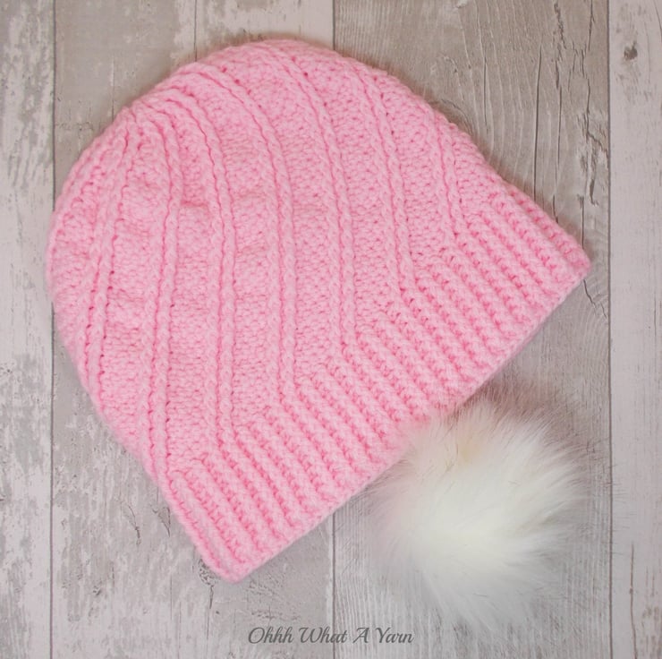 Rib-knit hat - Pink/Swirls - Kids