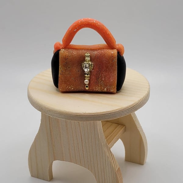 Handmade Miniature Polymer Clay Handbag, Dollhouse Accessory, 1:12 Scale