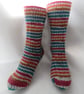 Hand-cranked Knitted Ribbed Wool Socks Size 4 to 5 - Image 1