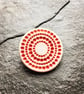 Spotty circles brooch, red glaze, white, porcelain, contemporary - Image 2