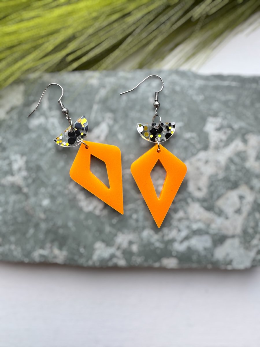 Orange Edge Acrylic Earrings