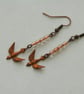 Flying Swallows Copper Bird Dangle Drop Earrings - Image 4