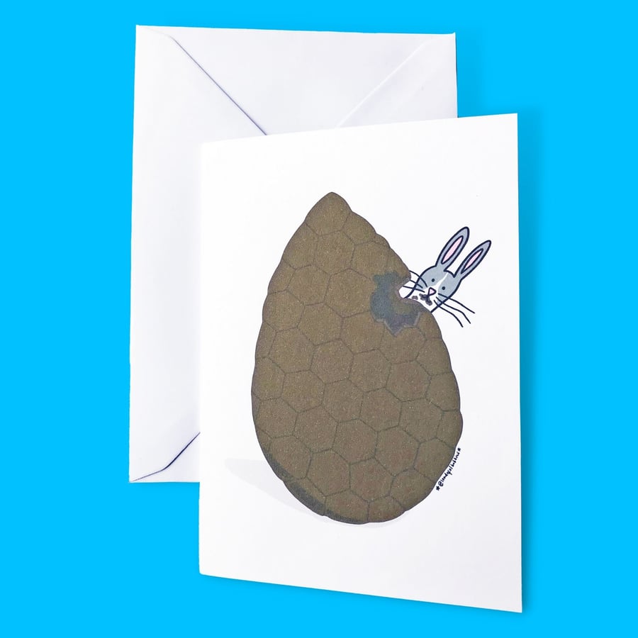 Chocolate Easter Egg Bunny Illustration A6 Card