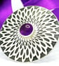Handmade Amethyst brooch, sterling silver with a flower pattern. Stone choice. - Image 1